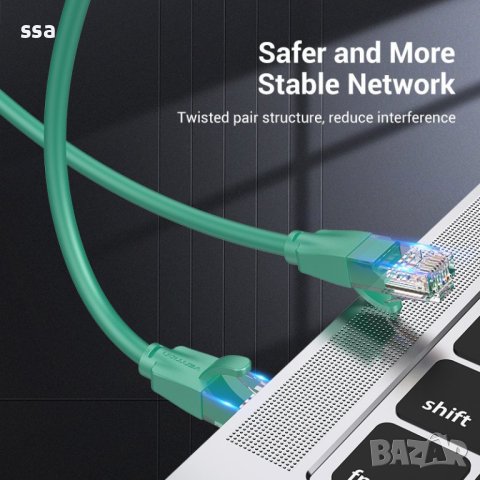 Vention Кабел LAN UTP Cat.6 Patch Cable - 1M Green - IBEGF, снимка 15 - Кабели и адаптери - 44217434