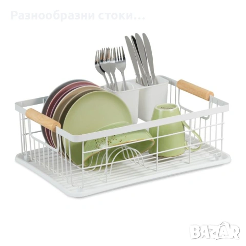 Стилна сушилня за чинии в скандинавски стил – метал и дърво