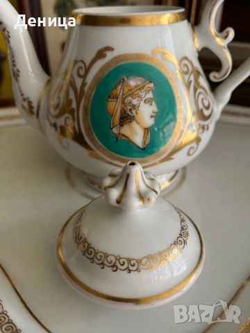 Порцеланов сервиз за двама в имперски стил Характерно за този стил е използването на богата позлата , снимка 14 - Сервизи - 54061239