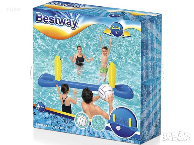 НОВИ! Bestway надуваем волейбол / комплект за воден волейбол 2,44 м х 64 см, снимка 3 - Други - 39882643