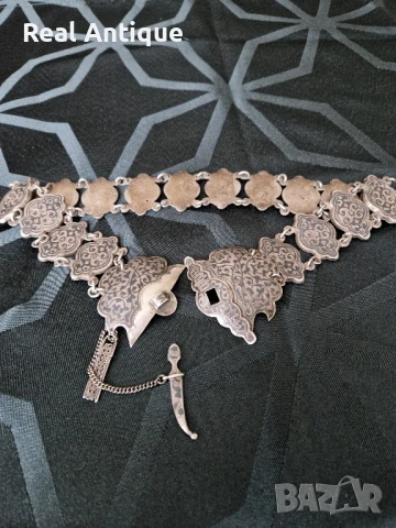 Страхотен антикварен руски кавказки сребърен колан с ниело , снимка 5 - Антикварни и старинни предмети - 50447020