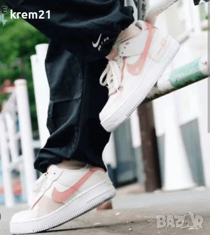 Nike Air Force Shadow White Phantom pink дамско номер 40.5, снимка 3 - Маратонки - 48705701