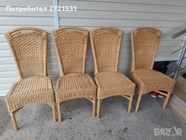 4 броя столове от естествен ратан, снимка 3 - Столове - 52707166
