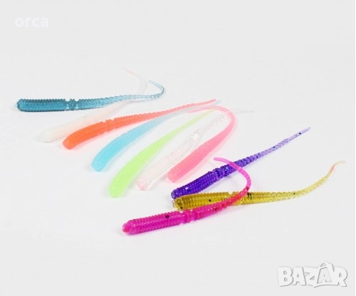 Силиконови примамки Long Tail 60mm - комплект от 10 цвята, снимка 2 - Такъми - 52143714