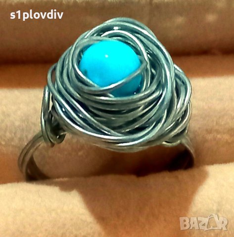 Ръчна изработка пръстен син тюркоаз