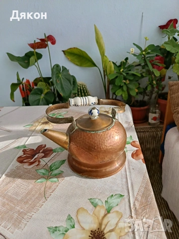 Чайник с порцеланова дръжка ., снимка 6 - Антикварни и старинни предмети - 53922083