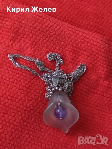 СРЕБЪРЕН ПЕНДАНТ ЦВЕТЕ КАМБАНКА с ВЕНЕЦИАНСКО СТЪКЛО МУРАНО и АМЕТИСТ с ВЕРИЖКА от СРЕБРО 925 49763, снимка 13 - Колиета, медальони, синджири - 50416535