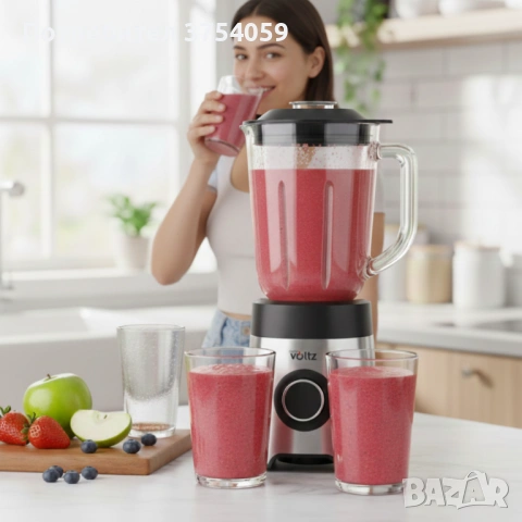 Блендер Oliver Voltz OV51162E 800W – Силна мощност, стъклена кана и надеждност за всеки ден, снимка 3 - Блендери - 53124830