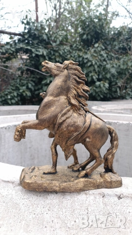 Метална , френска статуетка „Конете от Марли“ от скулптора Гийом Кусту. , снимка 4 - Статуетки - 54027811