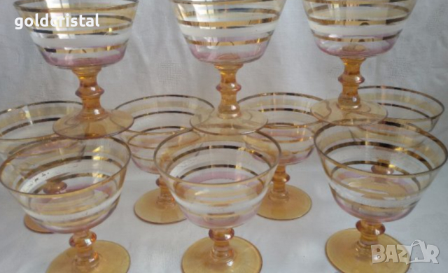 Ретро стъклени чаши цветно чешко стъкло , снимка 8 - Антикварни и старинни предмети - 18918873