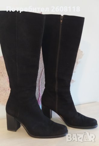 BALLY Folaga ботуши – черни, велур, до коляното №40, снимка 3 - Дамски ботуши - 38445539