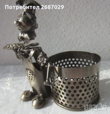 От болтове и гайки - Моливник фигура от метални части човек готвач, снимка 7 - Статуетки - 28959814