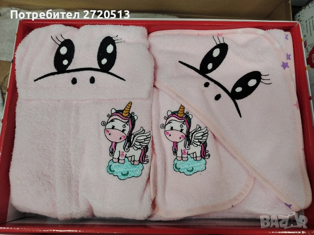 Бебешки комплект за баня – Unicorn (Baby Bathrobe Set), снимка 3 - За банята - 53194235