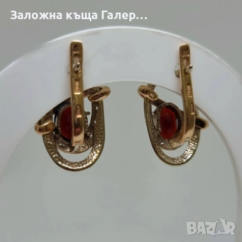 Елегантни златни обеци 585 с фианити – 5,26 г, снимка 4 - Обеци - 54215446