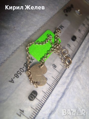 СТИЛНА РЕТРО АР ДЕКО СРЕБЪРНА ГРИВНА СРЕБРО 925 със СЪРЧИЦЕ и РЪЧНО ГРАВИРАНА БУКВИЧКА П 32353, снимка 10 - Гривни - 38352284