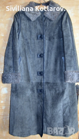 Дамски дълъг кожух, сив, финландски, естествена кожа