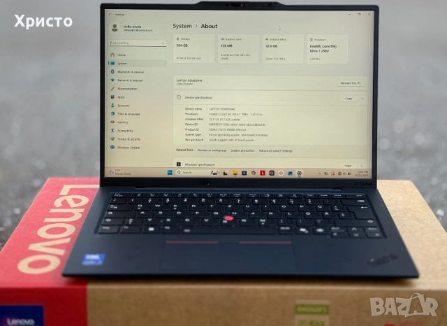 ПЕРФЕКТЕН!!! Лаптоп Lenovo ThinkPad X1 Carbon Gen 13 – Ultra 7, 32GB RAM, 1TB, Touch , снимка 5 - Лаптопи за работа - 52795236