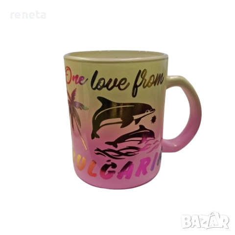 Чаша с надписи, Тип чаена, Матирано стъкло, Розово, 200 мл, снимка 1