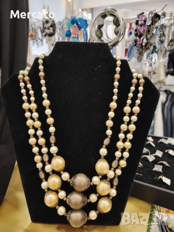 Гердан три реда перли и мъниста АРТ №118