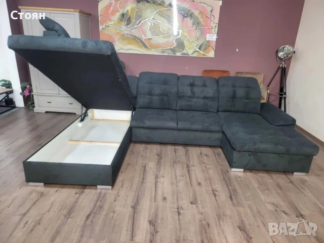 ПРОМОЦИЯ!!!Тъмно сив П - образен ъглов диван Nixon с функция сън, снимка 11 - Дивани и мека мебел - 52829930