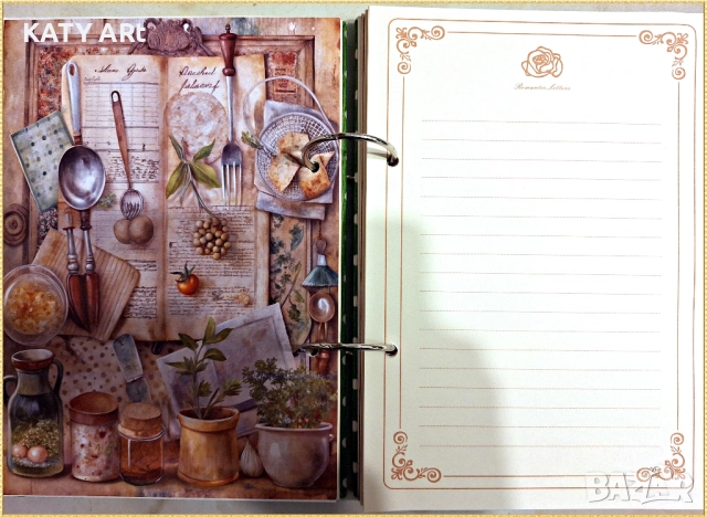 Тефтер за рецепти "Прибори" в зелено, снимка 3 - Други - 52283325