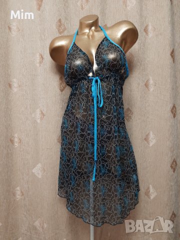 L 44/46 Черна прозрачна нощница 