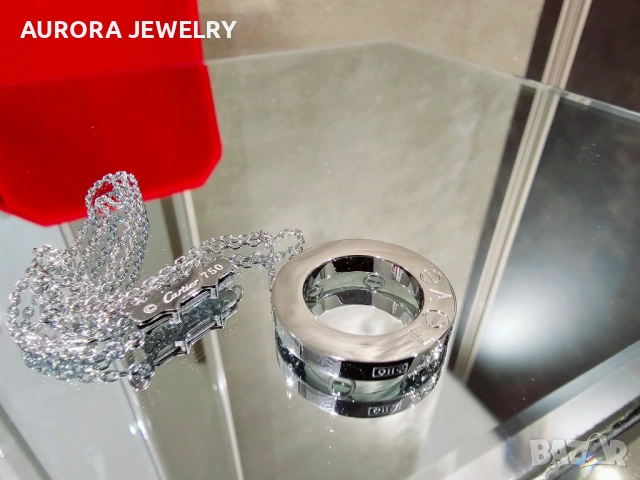 CARTIER Love White Gold Large Pendant Дамскo Колие, снимка 2 - Колиета, медальони, синджири - 53236913