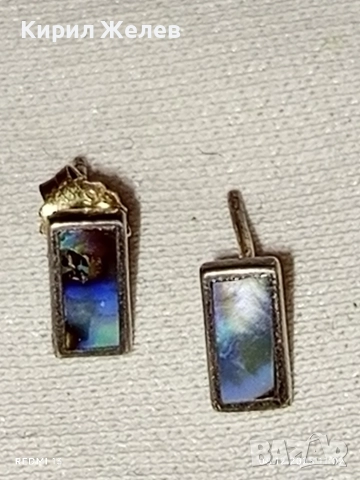 Винтидж сребърни обеци с седеф 38913, снимка 4 - Обеци - 52687006