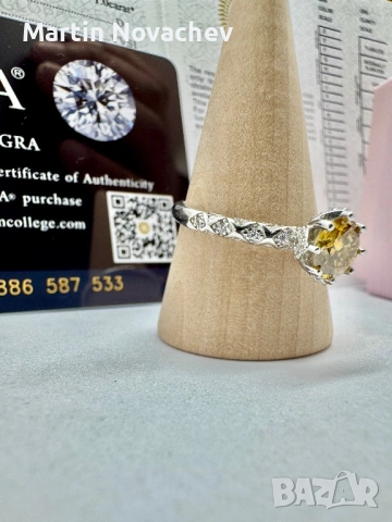 Сребърен пръстен с мойсанит (Диамант) 1 карат, снимка 4 - Пръстени - 54118112