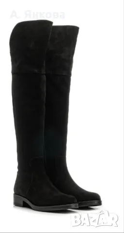 Дамски високи велурени черни ботуши Aquamarine,черни чизми, 40 номер , снимка 2 - Дамски ботуши - 49598766