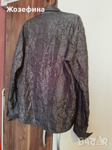 Сива мъжка риза фабрично набръчкана, стилна, снимка 2 - Ризи - 40871833