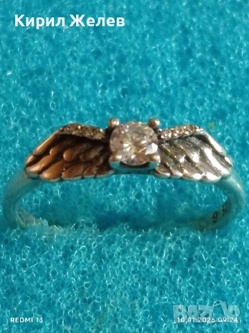 Сребърен пръстен АНГЕЛСКИ КРИЛА символика на нежност,защита и изящество 52670, снимка 5 - Пръстени - 53051002