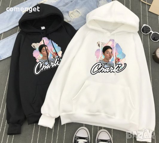Суичъри Чарли / CHARLI D'AMELIO PINK HOODIE / MERCH Hoodie 5 цвята., снимка 2 - Суичъри - 31225460