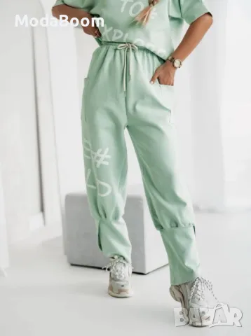 Памуен зелен дамски комплект, снимка 4 - Спортни екипи - 48935563