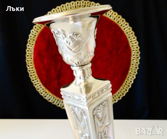 Посребрен свещник,Овен,барок. , снимка 3 - Антикварни и старинни предмети - 38839112