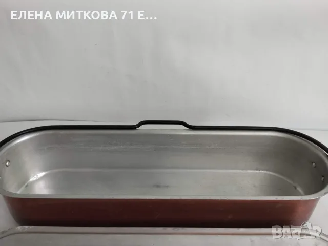 Голям и масивен френски съд от мед с дръжки от ковано желязо-фабрично калайдисан, снимка 7 - Антикварни и старинни предмети - 55839170