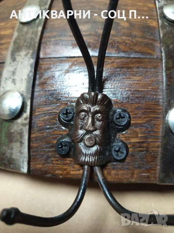 Стара Ръчно Изработена Дървена Закачалка От Дъбово Буре., снимка 6 - Антикварни и старинни предмети - 50991435