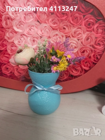 Ръчно изработени стъклени вазички с цветя , снимка 4 - Декорация за дома - 52997932