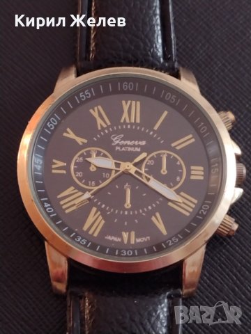 GENEVA PLATINUM МОДЕРЕН СТИЛЕН ДИЗАЙН ДАМСКИ ЧАСОВНИК МНОГО КРАСИВ С КОЖЕНА КАИШКА 26479, снимка 3 - Дамски - 38721808