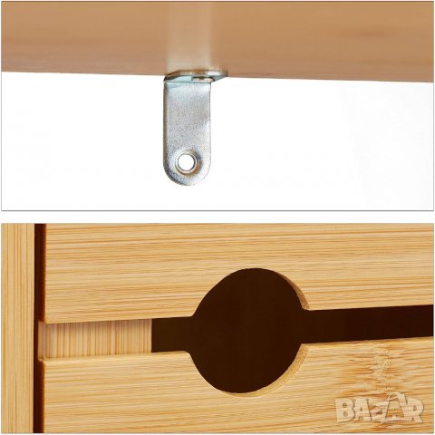 Бамбукова етажерка за баня Relaxdays, 2 рафта и 1 отделение с врата, баня и кухня., снимка 8 - Етажерки - 39975837