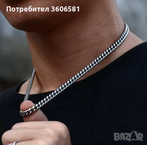 Хип - Хоп/Рапърско семпло колие от титаниева стомана с различни размери 50, 60,70 см дължина, снимка 12 - Колиета, медальони, синджири - 53007544