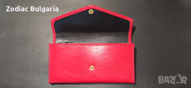 Червен дамски кожен портфейл, ръчна изработка , снимка 2 - Портфейли, портмонета - 44819610
