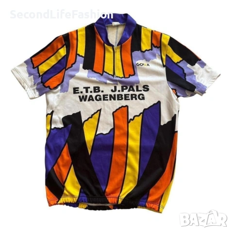 Винтидж мъжка колоездачна фланелка Gowa от 90-те години, Wagenberg Dutch XL Вело тениска с цип 