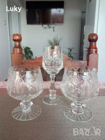 Лот антикварни чаши.БГ кристал.Обявената цена е за всичките., снимка 1