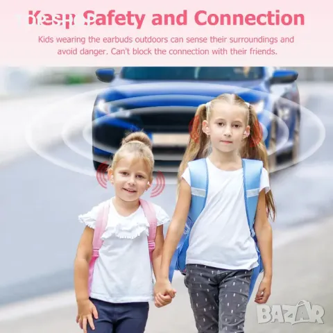 Детски безжични слушалки Giveet, Open Ear за тийнейджъри, деца (сини, розови), снимка 4 - Безжични слушалки - 49566644