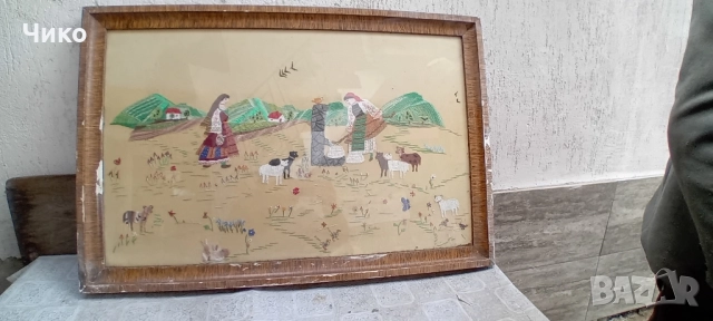 Стар голям панорамен ковьор , снимка 2 - Антикварни и старинни предмети - 52056409