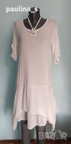 Два броя / Бяла комбинирана туника с набиращи се ръкави / Италия / италианска туника, голям размер , снимка 3 - Туники - 37196601