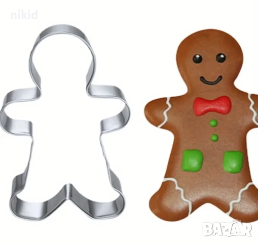 джинджифилово човече коледни сладки Метална форма резец украса бисквитки фондан тесто шоколад, снимка 2 - Форми - 17506071