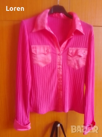 Розова ризка тип блузка, снимка 2 - Блузи с дълъг ръкав и пуловери - 52042244
