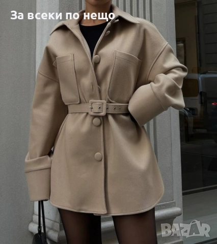 Black Weekend💯✅🖤Дамско Палто С Коланче - 2 Цвята Код A1178, снимка 2 - Палта, манта - 52675905